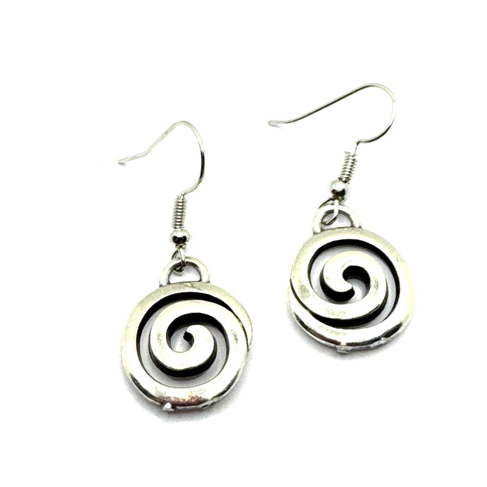 Brighton Vertigo Dangle Long Round London Groove Silver Custom Earrings